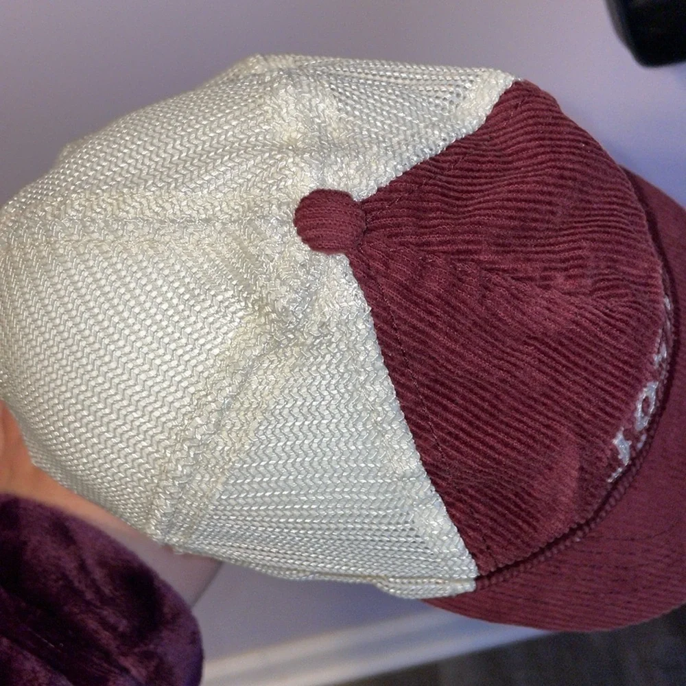 Mad Engine Joshua Tree Maroon Corduroy Off White Mesh Snapback Hat Cap OS